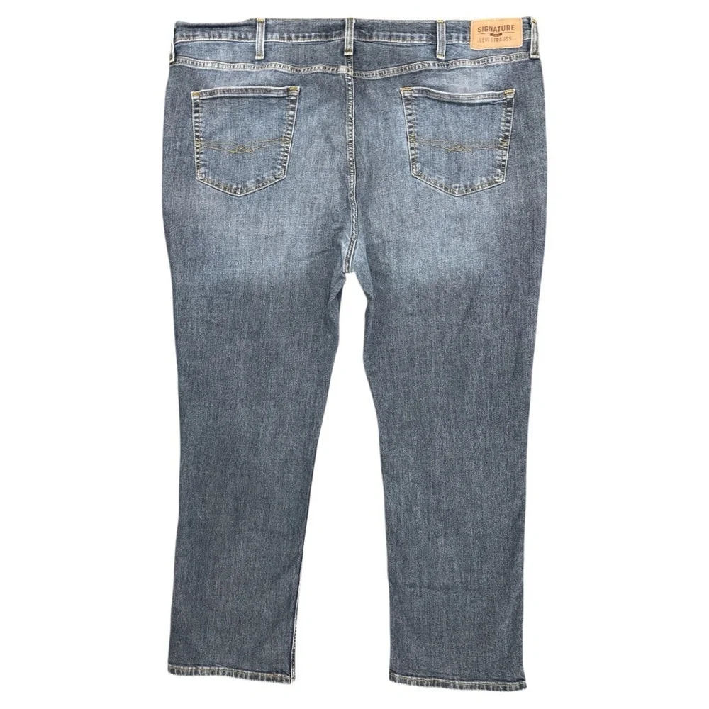 Levi Strauss Signature Gold Straight Leg Men's Jeans Faded Blue Denim Work 46x30